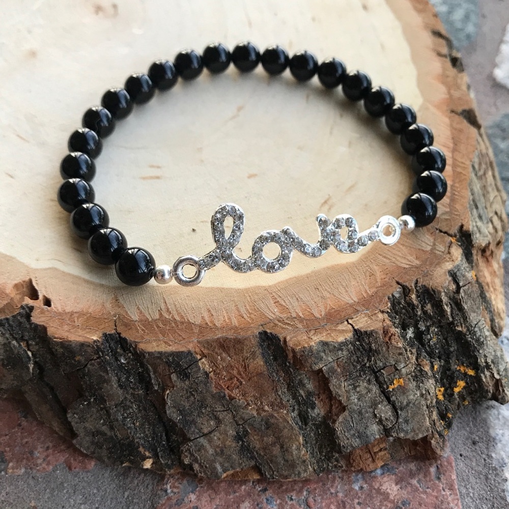 π΄SALE ! Genuine Onyx cz love valentine bracelet - Picture 3 of 11